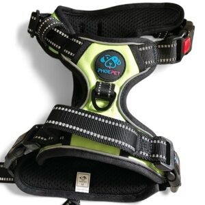 PHOEPET Dog Adjustable Harness in Black and Green